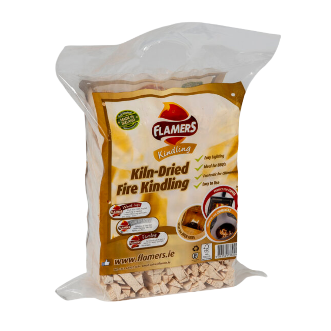 Packaged fire kindling with Flamers branding on a white background