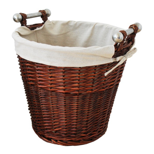 Round Honey Wicker Basket, Jute Liner & Alu Handles