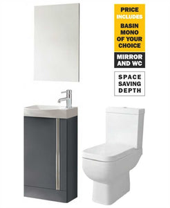 Sonas 45 Prague Floor Gloss Grey Unit & Tap & S600 Wc - *Special Offer