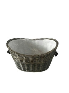 Rope Oval Grey Willow Basket with Liner