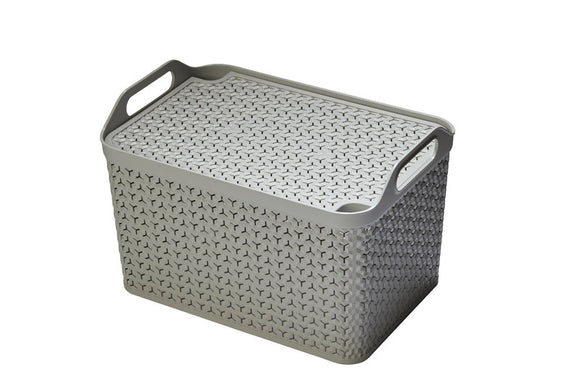 Large Handy Basket With Lid Grey