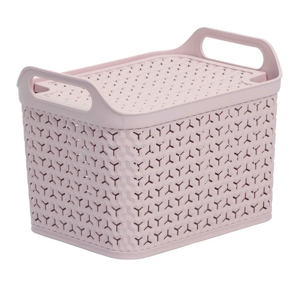 Large Handy Basket With Lid Blush Pink