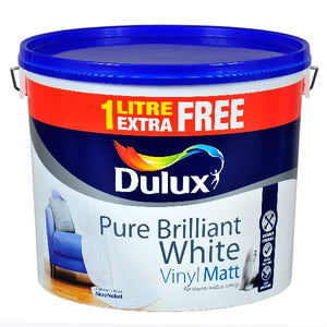 Dulux Vinyl Matt White 10 Litre + 1 Litre Free