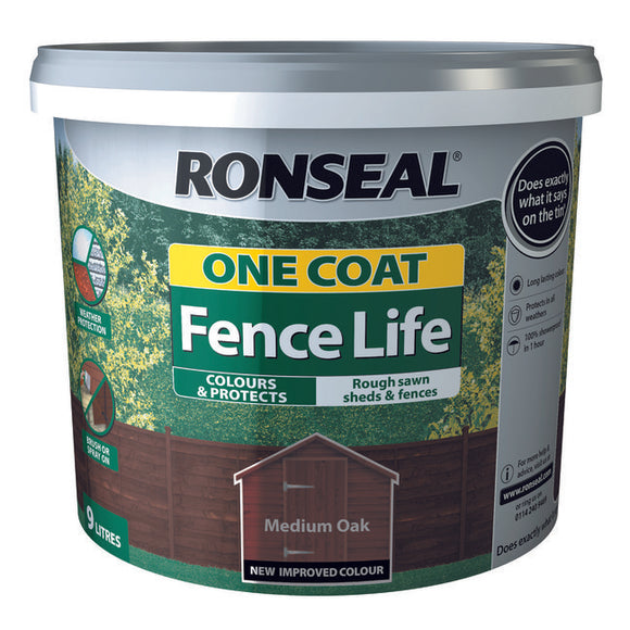 One Coat Fence Life 9L Medium Oak