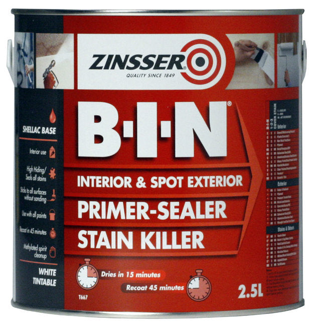 Zinsser B-I-N® Interior & Spot Exterior Primer-Sealer 2.5L